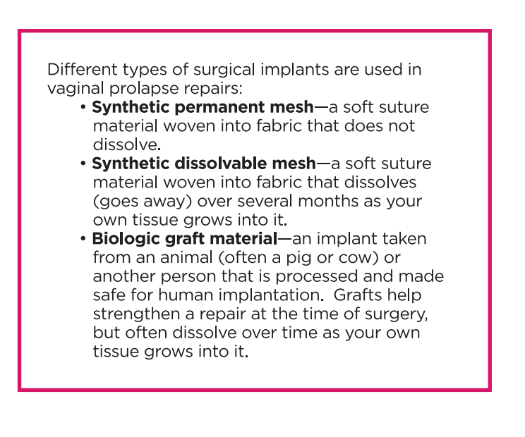 Vaginal Prolapse Repair Surgery using Mesh/Biological Graft - Brazosport  Women's Health